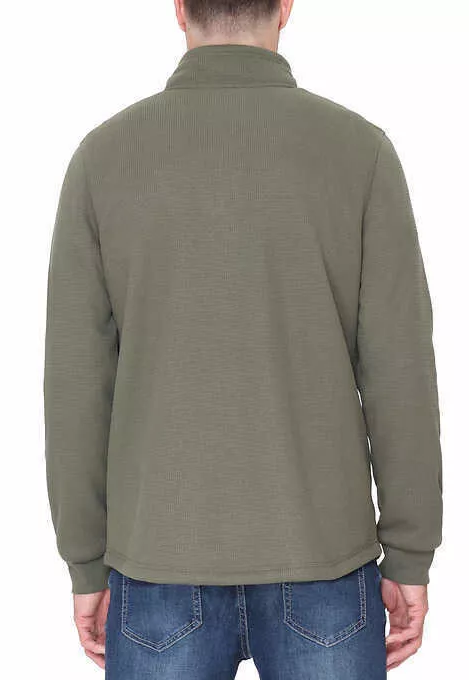 BC Clothing Waffle Knit 1/4 Zip Mock Neck Fleece Lined Pullover