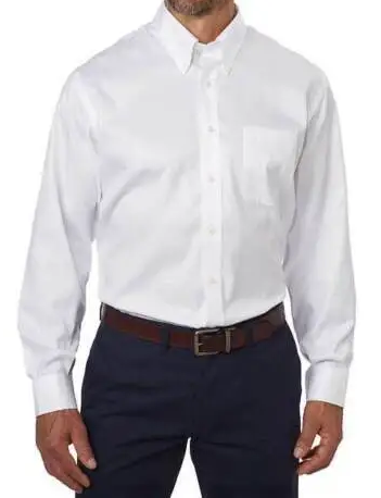 Kirkland Signature Men's Long Sleeve Button Down White Shirt